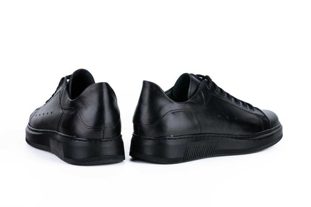 Pantofi Negri Sport Casual din Piele Naturala pentru Barbati - 1070