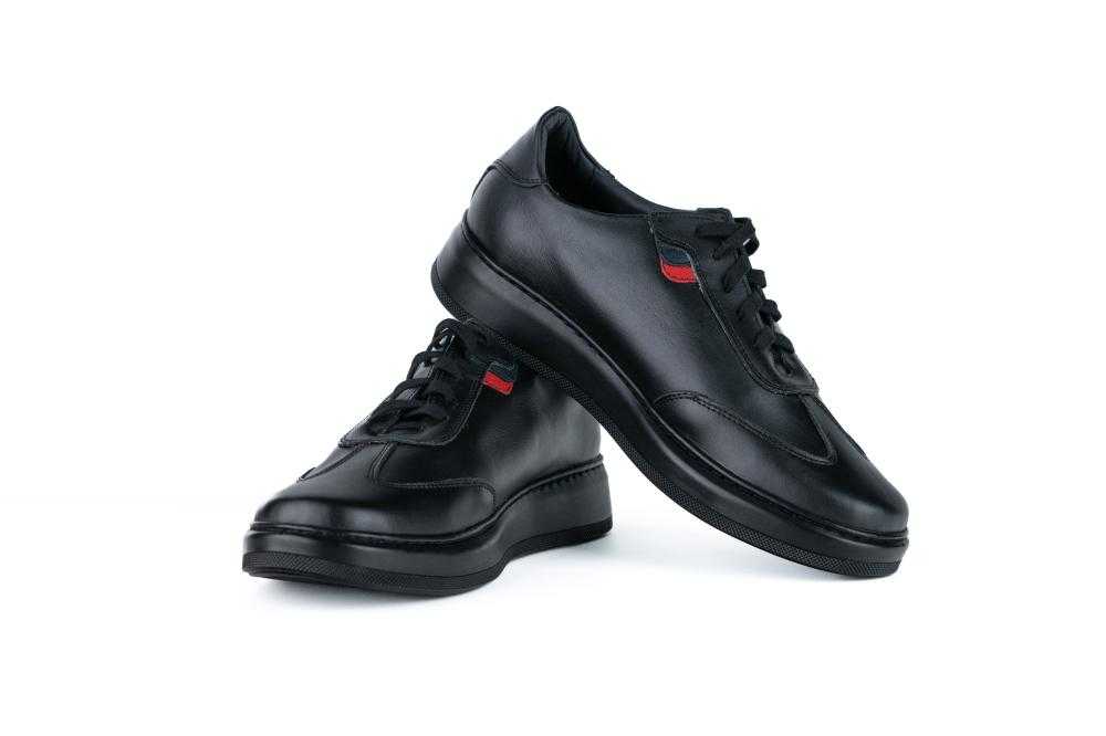 Pantofi Negri Sport Casual din Piele Naturala pentru Barbati - 1072