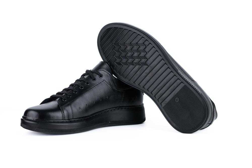 Pantofi Negri Sport Casual din Piele Naturala pentru Barbati - 1070