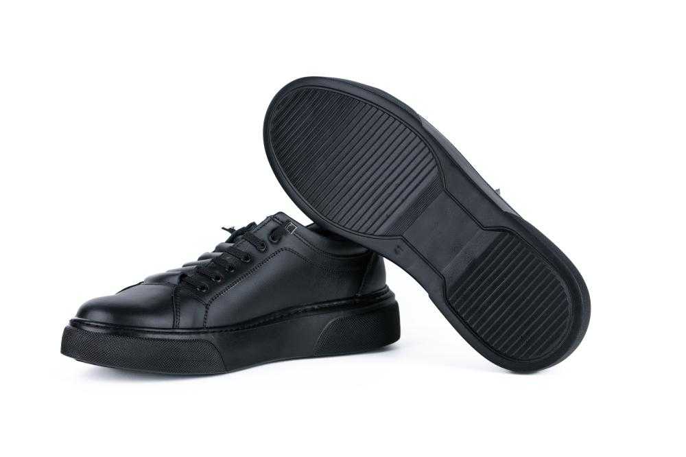 Pantofi Negri Sport Casual din Piele Naturala pentru Barbati - 1074